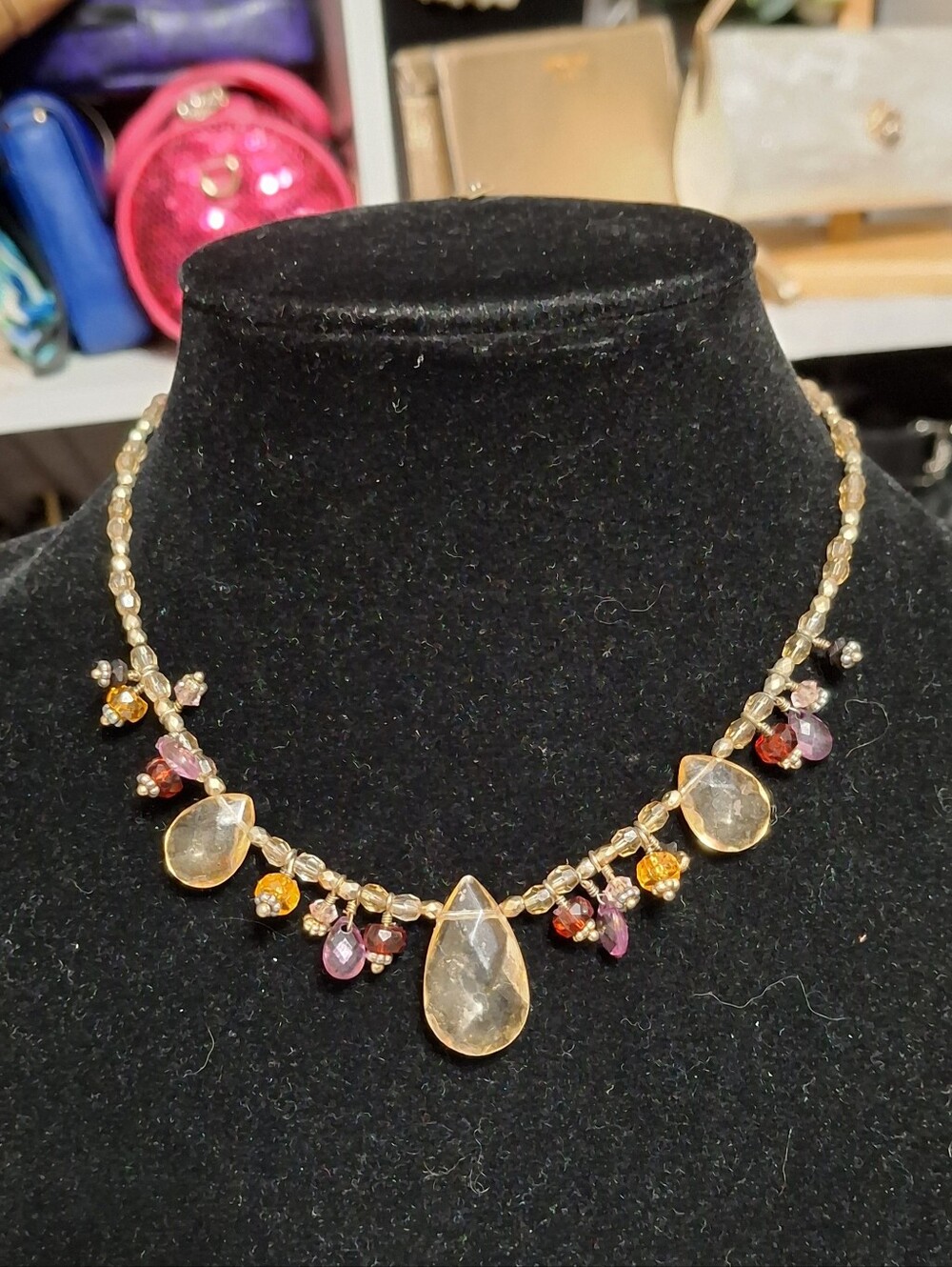 Vintage Cookie Lee jeweled necklace 16"-18"